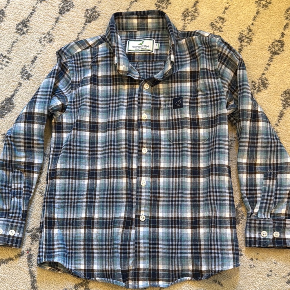 Properly Tied Blue Plaid Flannel Shirt